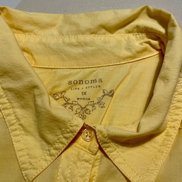 Sonoma 1X Yellow Button Down Shirt GUC Momcore Minimalist - Picture 5 of 7